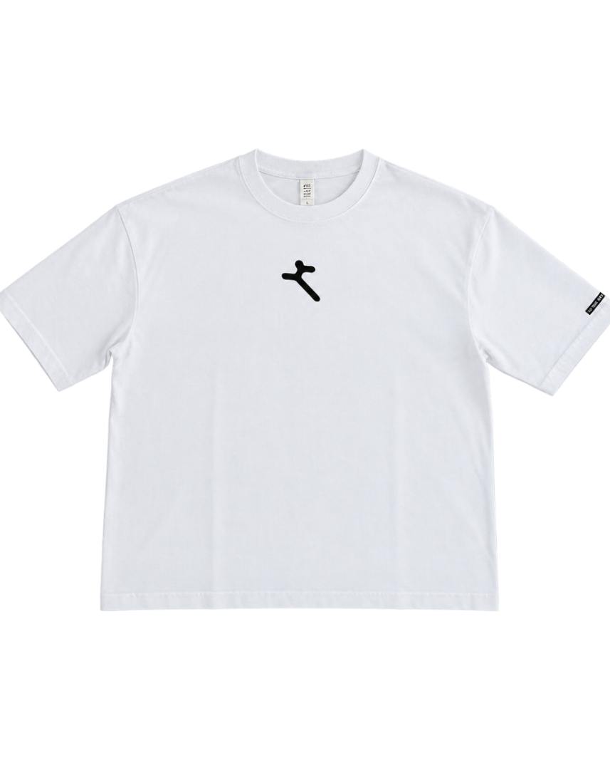WHITE" BOXY CROP T-SHIRT