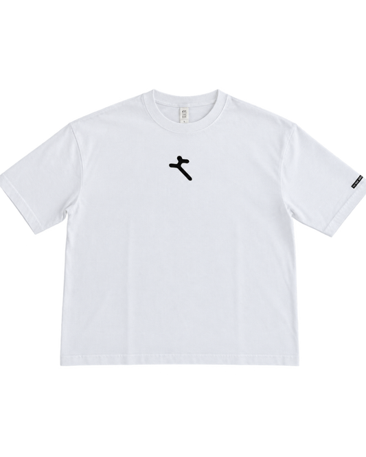 WHITE" BOXY CROP T-SHIRT