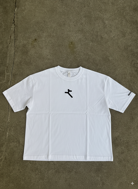 WHITE" BOXY CROP T-SHIRT