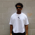 WHITE" BOXY CROP T-SHIRT