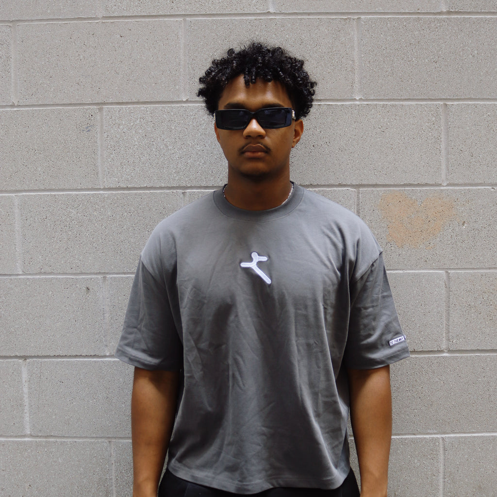 "GREY" BOXY CROP T-SHIRT