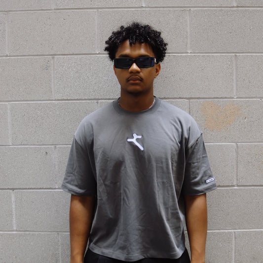 "GREY" BOXY CROP T-SHIRT